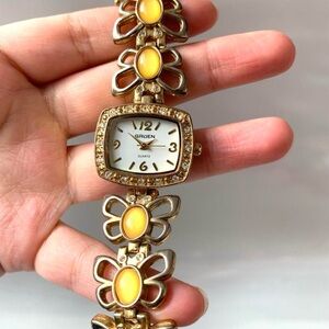 Gruen Butterfly Band Watch White Dial Rhinestones Untested